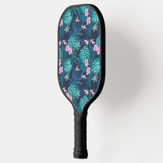 Blue Tropical Flower Garden Pattern Pickleball Paddle (Links)