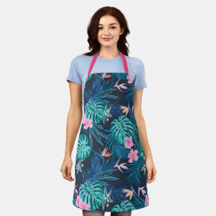 Blue Tropical Flower Garden Pattern Schort