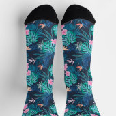 Blue Tropical Flower Garden Pattern Sokken (Top)