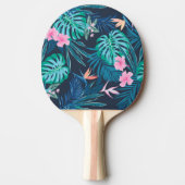 Blue Tropical Flower Garden Pattern Tafeltennisbatje (Voorkant)