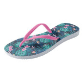 Blue Tropical Flower Garden Pattern Teenslippers (Schuin)