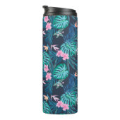 Blue Tropical Flower Garden Pattern Thermosbeker (Geroteerd rechts)