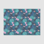 Blue Tropical Flower Garden Pattern Tissuepapier (Voorkant)