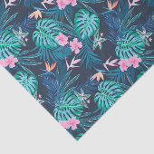 Blue Tropical Flower Garden Pattern Tissuepapier (Detail)