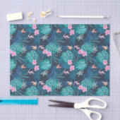 Blue Tropical Flower Garden Pattern Tissuepapier (Craft)