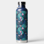 Blue Tropical Flower Garden Pattern Waterfles (Rechts)