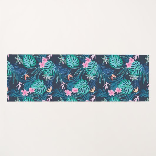 Blue Tropical Flower Garden Pattern Yogamat (Voorkant (horizontaal))