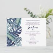 Blue Tropical Foliage Border Quinceañera Kaart (Staand voorkant)