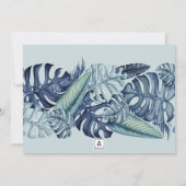 Blue Tropical Foliage Border Quinceañera Kaart (Achterkant)