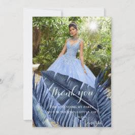 Blue Tropical Foliage Photo Bedankkaart