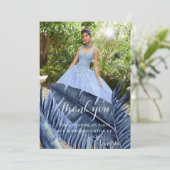 Blue Tropical Foliage Photo Bedankkaart (Staand voorkant)