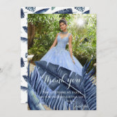 Blue Tropical Foliage Photo Bedankkaart (Voorkant / Achterkant)