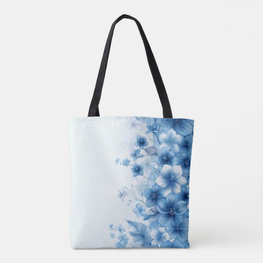Blue Tropical Hawaiian Flowered Custom Moederdag Tote Bag (Achterkant)