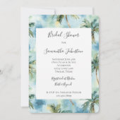 Blue Tropical Island Palm Trees Bridal Shower  Kaart (Voorkant)