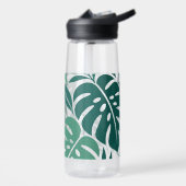 Blue Tropical Leaf Wrap Pattern Waterfles (Links)