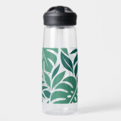 Blue Tropical Leaf Wrap Pattern Waterfles (Voorkant)