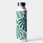 Blue Tropical Leaf Wrap Pattern Waterfles (Links)