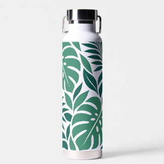 Blue Tropical Leaf Wrap Pattern Waterfles