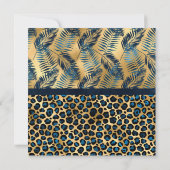 Blue Tropical Leopard Print Shimmer Quinceañera Kaart (Achterkant)