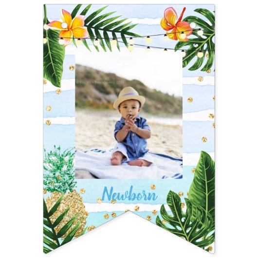 Blue Tropical Monthly Photo Bunting Flags Vlaggetjes (Eerste vlag)