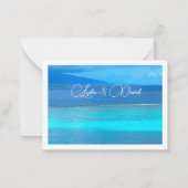 Blue Tropical Ocean Destination Wedding RSVP Notitiekaartje (Achterkant)