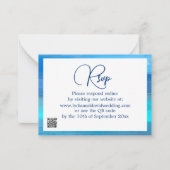 Blue Tropical Ocean Destination Wedding RSVP Notitiekaartje (Voorkant)