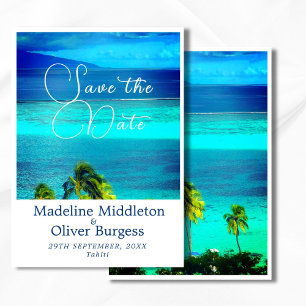 Blue Tropical Ocean Destination Wedding Verloving Save The Date