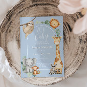 Blue Tropical Oerwoud Safari Animals Baby shower Kaart