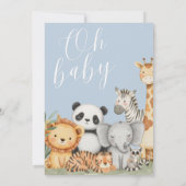 Blue Tropical Oerwoud Safari Animals Baby shower Kaart (Achterkant)