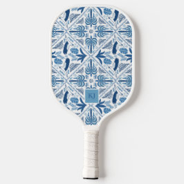 Blue Tropical Palm Tegel Coastal Monogrammed Pickleball Paddle