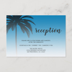 Blue Tropical Palm Tree Beach Weddenschap Informatiekaartje