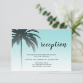 Blue Tropical Palm Tree Beach Weddenschap Informatiekaartje (Staand voorkant)