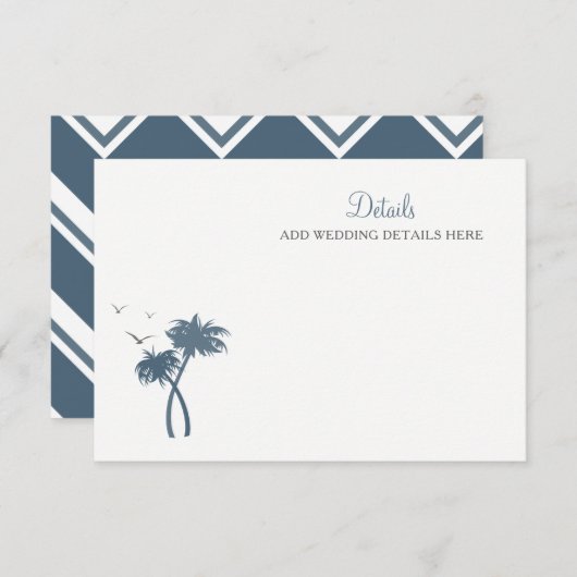 Blue Tropical Palm Tree Wedding Informatiekaartje (Voorkant / Achterkant)