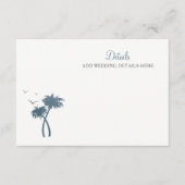 Blue Tropical Palm Tree Wedding Informatiekaartje (Voorkant)