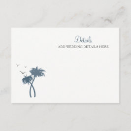 Blue Tropical Palm Tree Wedding Informatiekaartje