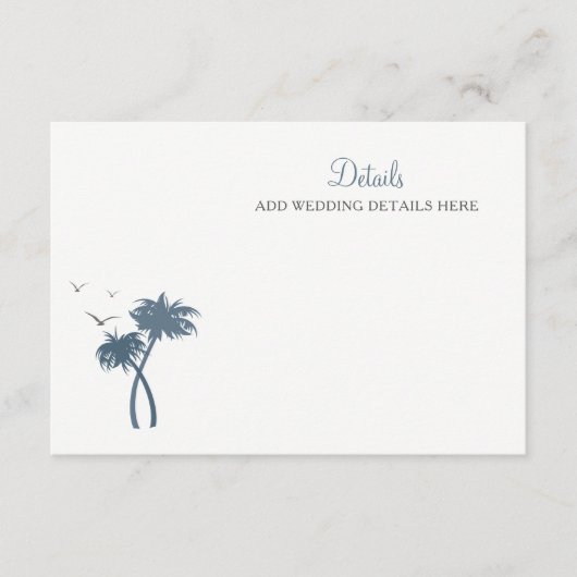 Blue Tropical Palm Tree Wedding Informatiekaartje (Voorkant)