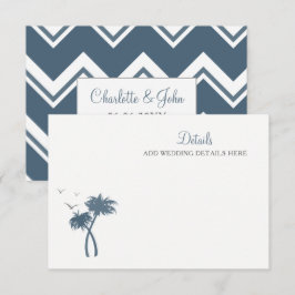 Blue Tropical Palm Tree Wedding Informatiekaartje