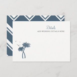 Blue Tropical Palm Tree Wedding Informatiekaartje