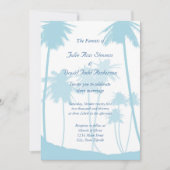 Blue Tropical Palm Tree Wedding Kaart (Voorkant)