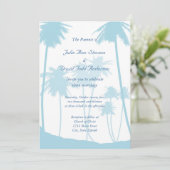 Blue Tropical Palm Tree Wedding Kaart