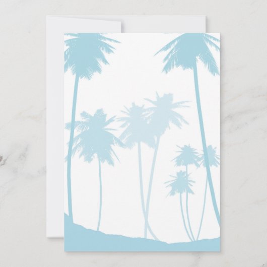 Blue Tropical Palm Tree Wedding Kaart (Achterkant)