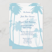 Blue Tropical Palm Tree Wedding Kaart