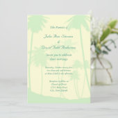 Blue Tropical Palm Tree Wedding Kaart (Staand voorkant)