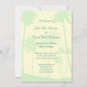Blue Tropical Palm Tree Wedding Kaart