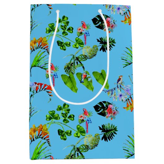 Blue Tropical Paradise Medium Gift Bag Medium Cadeauzakje (Voorkant)