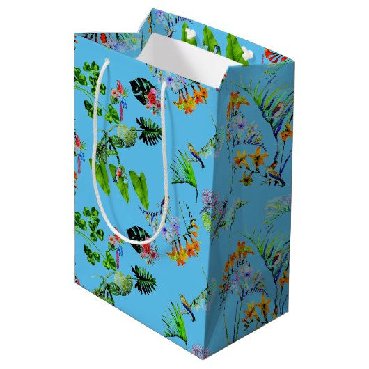 Blue Tropical Paradise Medium Gift Bag Medium Cadeauzakje (Achterkant Gekanteld)