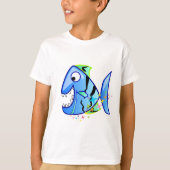 Blue Tropical Piranha met sterren T-shirt (Voorkant)