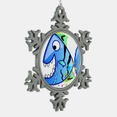 Blue Tropical Piranha met sterren Tin Sneeuwvlok Ornament (Links)