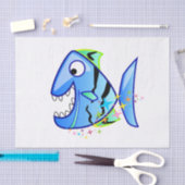 Blue Tropical Piranha met sterren Tissuepapier (Craft)