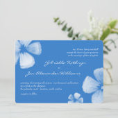 Blue Tropical Waterverf Flowers Wedding Invite Kaart (Staand voorkant)
